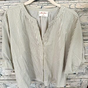 Sage green and white Pinstripe Seersucker Top